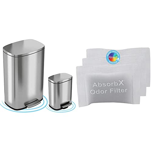 ITOUCHLESS SOFTSTEP Pack 13.2 gal & 1,32 gal lata de lixo com filtro de odor e balde interno e desodorizadores de
