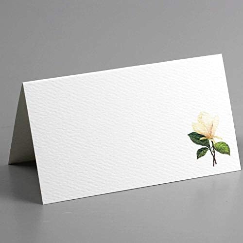Nancy Nikko Plact Carts com flor de magnólia branca para casamentos, chuveiros, almoço e jantares. Estilo de barraca de mesa, pontuado para dobrar fácil. Disponível em PKGs de 25/12 / 50