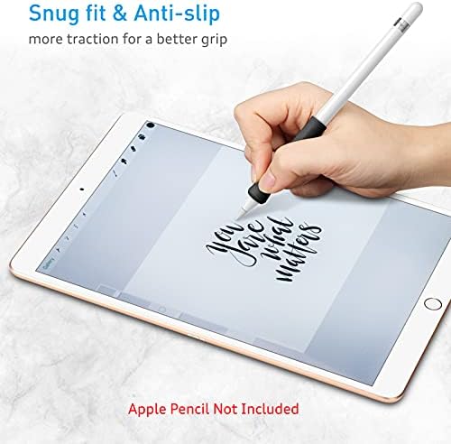 Porta de aderência de silicone fintie para apple lápis 1ª 2ª geração, acessórios protetores de capa de manga de pele compatíveis com a Apple Pencil 1 2, iPad 10.2, iPad 6th Gen, iPad Pro 11/12.9, preto