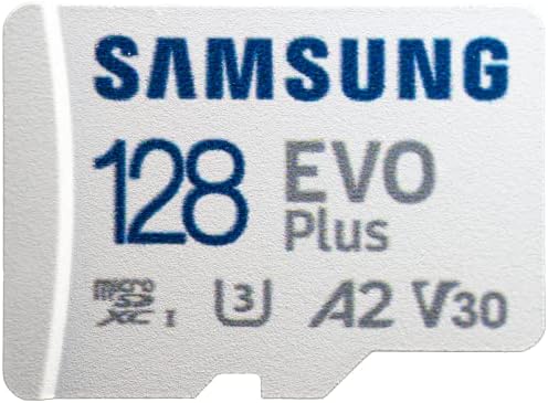 Samsung 128GB EVO Plus MicroSD Class 10 U3 A2 UHS-I SDXC Memory Card para telefone, tablet, pacote de came de ação com 1 tudo,