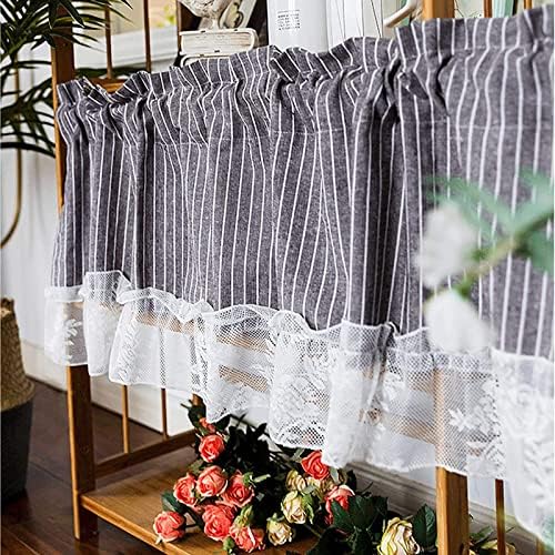 Curta de algodão bordada de algodão, cortina curta vintage de estilo country, quarta de cortina semi -pura bordada floral para o banheiro de jantar de cozinha (cor: azul, tamanho: 130*160cm (51*62.9i