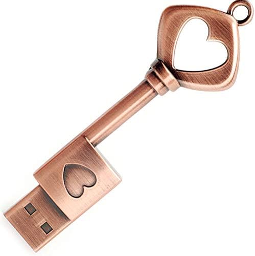 32 GB USB 2.0 Flash Drive, BorlterClamp Memory Stick Retro Metal Love Heart Key Shaped Thumb Drive