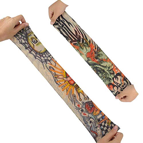 Mangas de braço de tatuagem temporária Pinkiou para homens/mulheres, mangas de tatuagem falsas capa protetora de protetora