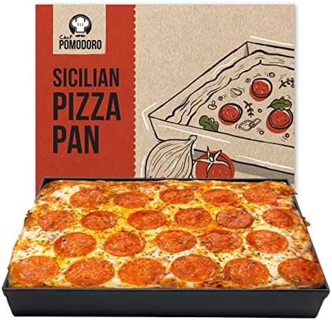 Chef Pomodoro Sicilian Deep Dish Square Pizza, 13,2 x 13,2 polegadas, alumínio antiaderente, crosta focaccia, massa de cozinha pré-temperada