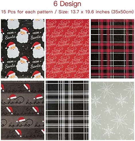 Ruspepa Christmas embrulhando papel de lenço de lenço - papel preto e vermelho papel de lenço de lenços para embrulho de presente,