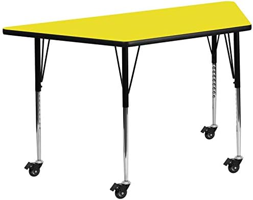 Flash Furniture Mobile 22.5''W x 45''l Trapezóide Amarelo HP Laminate Atividade Tabela - Altura padrão Pernas ajustáveis