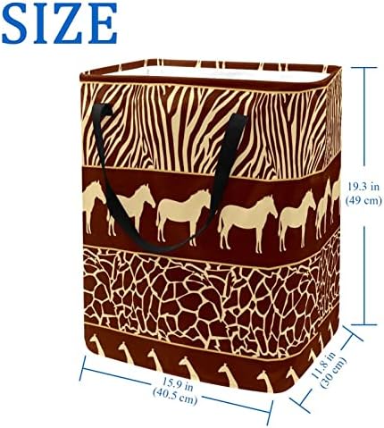 Animais africanos com estampas de pele Imprimir cesto lavanderia dobrável, cestas de lavanderia à prova d'água de 60L