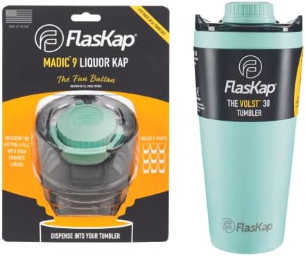 Sistema de consumo de Flaskap Madic | Tumbler isolado com dispensador de tiro | Titular da xícara amigável | Resistente