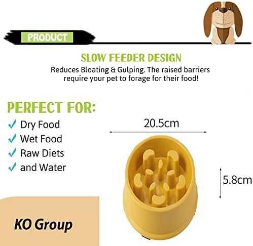 Tigelas de cachorro de alimentador lento - forma amarela do relógio.