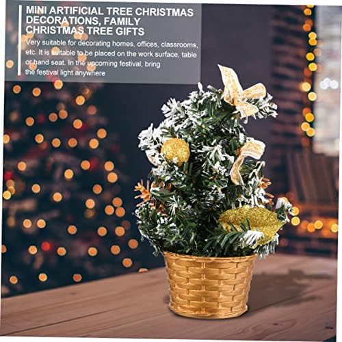 Toyvian 1pc Árvore de Natal para Mesa de Janela de Natal Ornamento de Natal Decoração Diorama Proteção Ambiental Golden PVC Mini