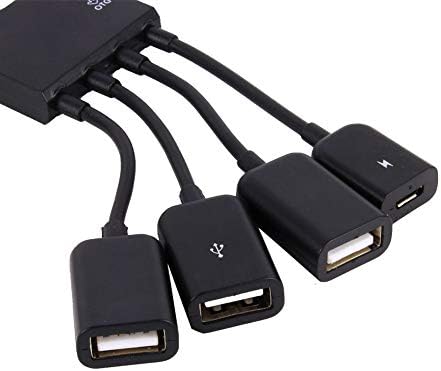 4 Port Micro USB Adapter Cable, OTG Hub Adapter Cable para smartphone Android Tablet para USB OTG/Carga