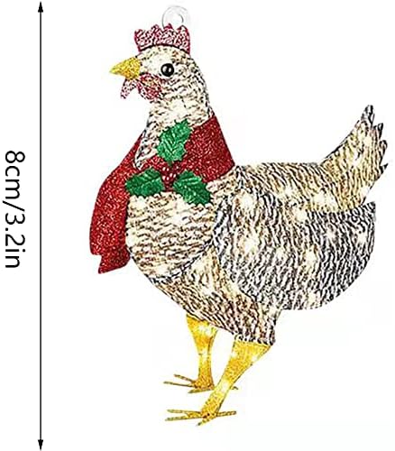 Ornamentos de frango com cachecol de Natal, 2021 Cristmas Decorações de árvores Ornamento de Natal Produto personalizado para frango com cachecol familiar