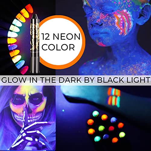 18pcs Blacklight Glow Face Paint Kit para Body Halloween Worldcup Figurino Especial de maquiagem