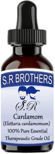 S.R Brothers Cardamomo puro e natural de grau de grau essencial de grau essencial com conta -gotas 50ml