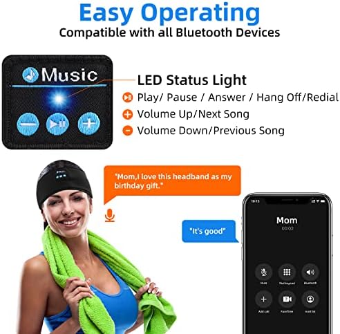 Leakaowee 2023fone de ouvido do sono, o fone de ouvido Bluetooth Sports Sleep, com alto-falantes estéreo de alta