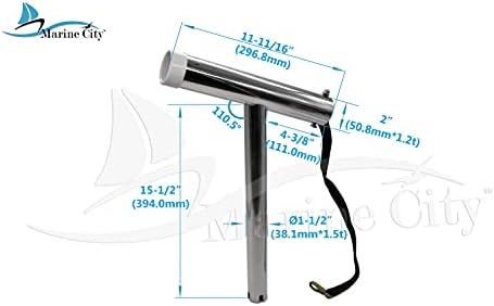 Marine City 304 Grade Aço inoxidável Punto de pesca de aço POD CAT PULL ROD com revestimento e cinta 11-11/16 polegadas para fuzileiros navais-barcos-navios-iates