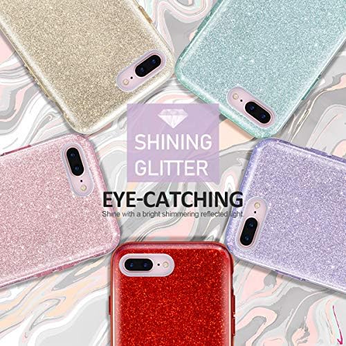 MateProx iPhone 8 Plus Case, iPhone 7 Plus Glitter Bling Sparkle Girls Lute Girls Mulheres Protetor Case para iPhone 7 Plus/8 Plus