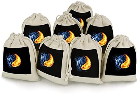 Yin-yang-água-foir-hd wallpaper saco de cordas de armazenamento bolsas de doces bolsas de presente reutilizáveis ​​e compactos de bolso de bolso multiuso 8pcs