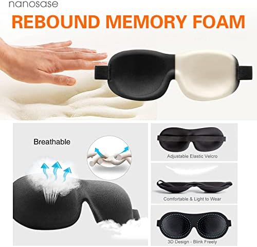 Máscara de sono para a cegueira 3D IGOZEN, Nanosase HD Memória Máscara para os olhos para dormir, extremamente confortável