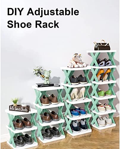 Lxosff Rack de sapatos verticais, organizador de sapatos estreitos, suporte elegante de armazenamento de calçados de madeira, prateleira