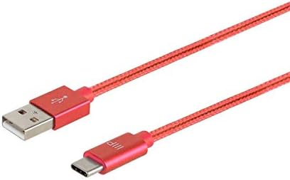 MONOPRICE USB 2.0 TIPO C PARA CARGA DO TIPO A E SYNC CABO DA FRIANÇA NYLON - 6 pés - Vermelho, carregamento rápido, conectores de