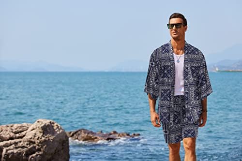 Coofandy masculino masculino masculino masculino Kimono Cardigan Jacket Set