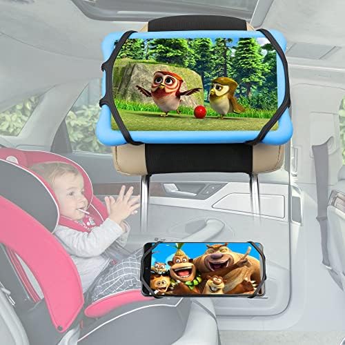 HTLAKIKJ Tablet Mount Suport para apoio de cabeça de carro Coloque 3,5-12,9 polegadas de telefone celular/tablets/outros dispositivos, suporte de cabeça de carro compatível com iPhone/iPad/Fire HD no banco de trás para crianças
