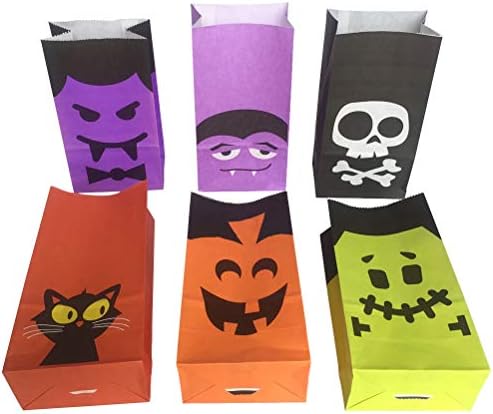 Abaodam 18 PC Halloween Sacos de doces Bolsas de biscoitos Favorias de festas Sacos de papel para assar sacos de presente
