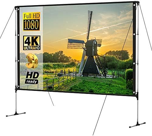 Liruxun Projector Stand para a tela do projetor ao ar livre Frame 100 polegadas 16: 9 4K 3D dobragem rápida Tela de projeção interna portátil