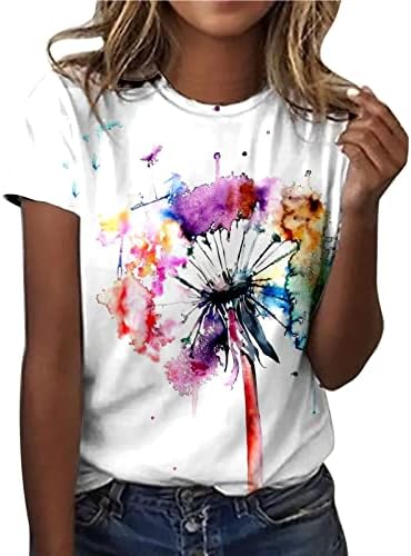 Tops for Women Sexy Casual, moda Moda Crew Crew Pesh camisetas fofas camisetas gráficas florais na moda Tshirts