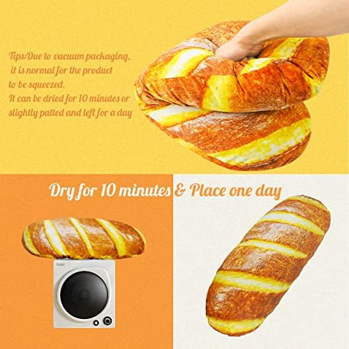 Pão de pão com manteiga de simulação qya 3d para um presente engraçado, travesseiro de pão de travesseiro de 32 polegadas de comprimento,