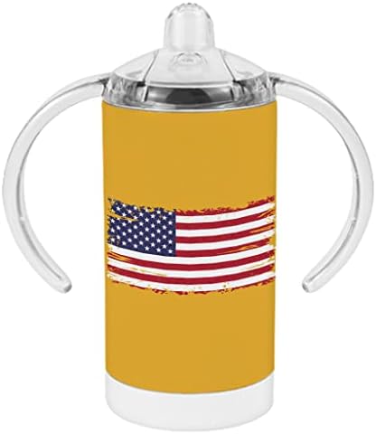 American Flag Sippy Cup - Flag Baby Sippy Cup - Copo com canudinho impresso