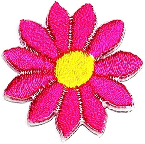 Rareasy Patch Set 2 Pcs. Mini Pink Lotus Garden Plant Flores de desenho animado em adesivo de remendo de bordado de moda feita à mão para roupas de pólo t- camaras de camisa de camisa Backpachas ou presentes de aniversário