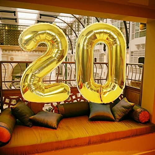 Qweqwe ouro número 27 balões 40 Número de papel alumínio balão de 27º aniversário Balões Digit 27 Hélio Big Ballons para decorações de festas de aniversário Casamento Bachelorette Bridal Churcom, número de ouro 27