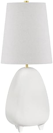 Hudson Valley Lighting Tiptoe de Kelly Behun 1 -Light 22 Lâmpada de mesa - Brass envelhecida/acabamento branco/creme - tom de linho cinza