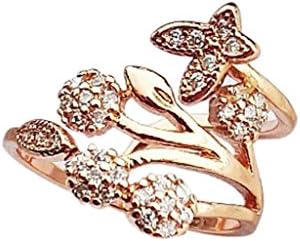 Joopee requintada feminina borboleta envolta em torno do anel de noivado anel de diamante Anel ajustável aberto diamante