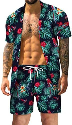 2023 New Mens Spring Summer Summer Casual Beach Casual abotoado camisa de manga curta Terno havaiano impresso para homens
