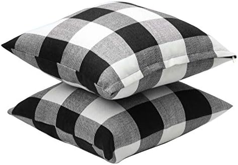 Aneco 4 pacote de 18 × 18 polegadas Capa de travesseiro Buffalo preto preto Verificação xadrez almofada xadrez clássico Tartan linen Capa Sofá Bedroom Carro