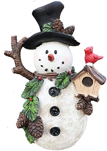 Feliz de boneco de neve clássico com estatueta de árvore de Natal do Pinecone Cardinal para decoração