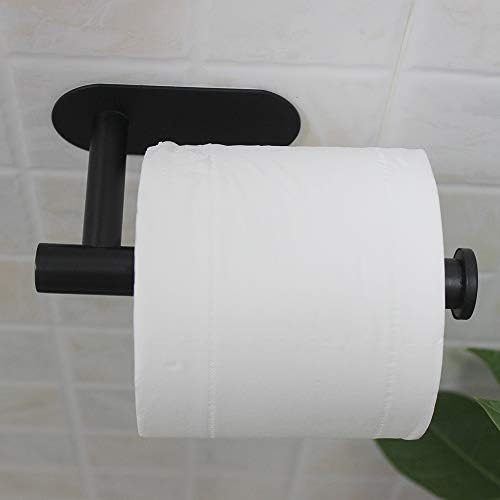 Wilifdom Papel Higênia Ponto de papel preto 3m Auto -adesivo de papel de papel de papel de toalha, suporte do rolo do vaso sanitário montagem de parede de aço inoxidável