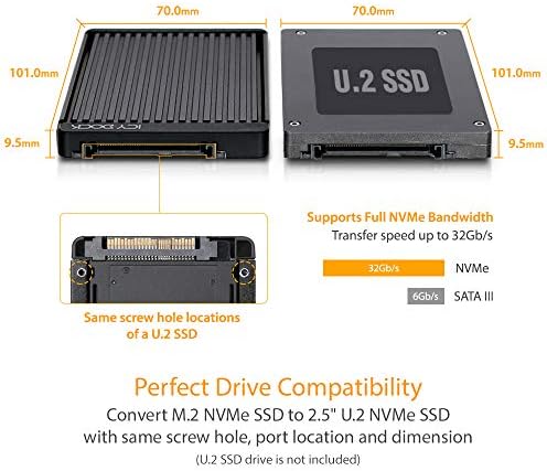 Dock gelado EZCONVERT MB705M2P -B - M.2 NVME SSD a 2,5 NVME U.2 SSD Converter/adaptador - Black