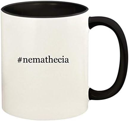Presentes de Knick Knack #Nemathecia - 11oz Hashtag Ceramic Colored Handle and Inside Coffee Cup Cup, preto