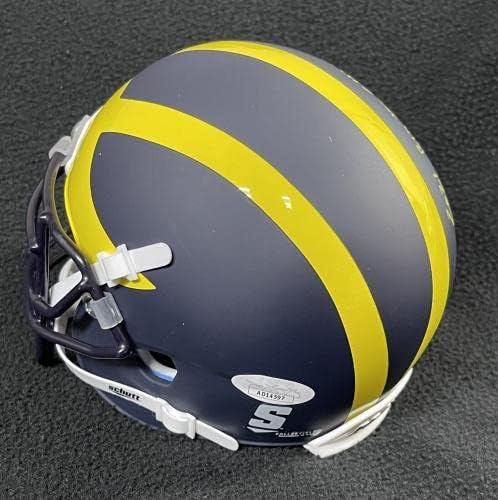 Cornelius Johnson assinou e 2x inscrito Michigan Wolverines Mini capacete JSA CoA - Mini capacetes da NFL autografados