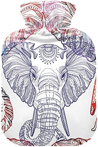 Garrafas de água quente com capa de elefante misterioso bolsa de água quente para alívio da dor, compressão a frio quente, bolsa
