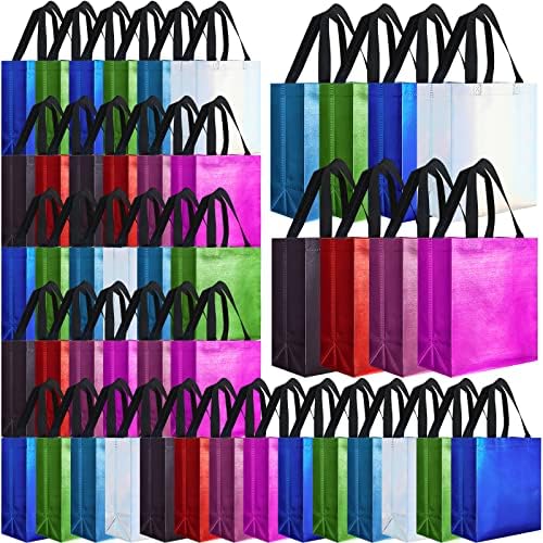 Eccliy 80 peças sacos de presente definir sacolas reutilizáveis ​​brilhantes com alças sacos de compras para casamento,