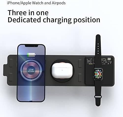 Yalander Magsafe 3 em 1 estação de carregamento sem fio para telefones para iPhone e Android para vários dispositivos, itens essenciais
