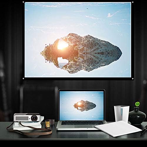 Tela de projeção de cortina de projetor branca portátil portátil GPPZM com telas de projeção adesivas e ganchos