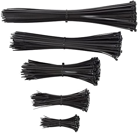 GTSE Black Zip laços, tamanhos variados de 500 pacote, 4 /6/8 /12/14 polegadas, laços de cabos de nylon resistentes