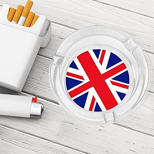 Bandeira britânica Modern redond redondo bandeja de cinzas de vidro portátil Cigarro de charuto portátil portador de cinzas para o escritório
