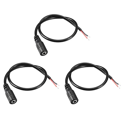 Cabo de alimentação de alimentação DC de rebocador conectores fêmeas do cabo fêmea do adaptador DC Adaptador de barril de barril [Para CCTV DVR LED LIGHT] - 3,5X1.35MM/0,3M/BLACK/3PCS